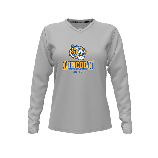 [CUS-DFW-TEES-CMF-VNK-LSL-GRY-FYXS-LOGO1] Decker Comfort T-Shirt (Female Youth XS, Gray, V Neck, Logo 1, Long Sleeve)